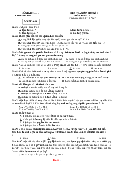TOP 4 đề kiểm tra giữa học kì I môn sinh học 12 (có đáp án)