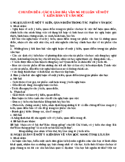 Chuyên đề Cách làm bài văn nghị luận bồi dưỡng HSG Ngữ văn 7