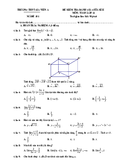 Đề giữa kì 2 Toán 11 năm 2022 – 2023 trường THPT Gia Viễn A – Ninh Bình