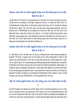 Đoạn văn kể về một người phụ nữ tài năng mà em biết | Tập làm văn 4