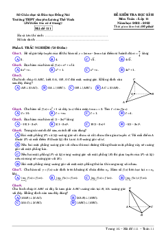 Đề học kì 2 Toán 11 năm 2022 – 2023 trường chuyên Lương Thế Vinh – Đồng Nai