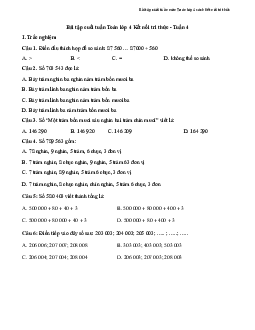 Bài tập cuối tuần Toán lớp 4 Kết nối tri thức - Tuần 4