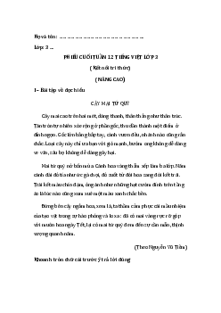 Phiếu bài tập cuối tuần Tiếng Việt lớp 3 Tuần 12 (nâng cao) | Kết nối tri thức