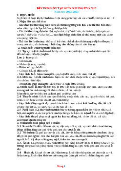 Đề cương ôn tập giữa HK2 Ngữ Văn 12 năm học 2022-2023