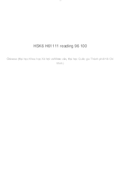 HSK6 H61111 reading 96 100 | Chinese | Đại học Khoa học Xã hội và Nhân văn, Đại học Quốc gia Thành phố HCM