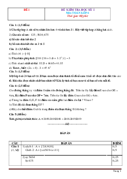 TOP 10 đề thi học kỳ 1 Toán 6 (có đáp án)