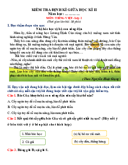 Đề thi giữa học kì 2 môn Tiếng Việt 2 năm 2023 - 2024 sách Kết nối tri thức với cuộc sống | Đề 1