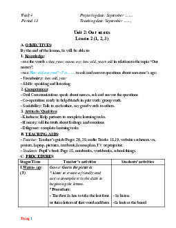 Giáo án Tiếng Anh 3 global success tuần 4