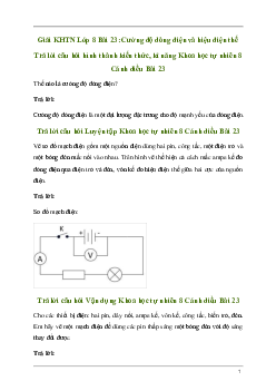 Giải KHTN 8 Bài 23: Cường độ dòng điện và hiệu điện thế | Cánh diều