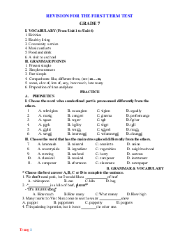 Đề cương ôn thi Tiếng Anh 7 HK1 năm 2022-2023