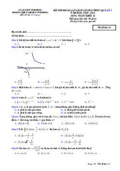 Đề khảo sát Toán 12 lần 2 thi THPT QG 2021 trường THPT chuyên Vĩnh Phúc