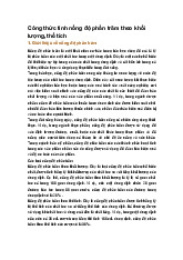 Công thức tính nồng độ phần trăm theo khối lượng, thể tích