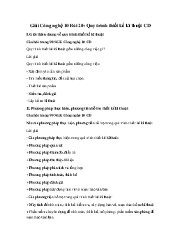 Giải Công nghệ 10 Bài 20: Quy trình thiết kế kĩ thuật CD