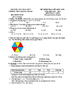 Đề giữa học kì 1 Toán 6 năm 2023 – 2024 trường THCS Quảng Thành – BR VT