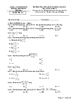 Đề thi giữa kỳ 2 Toán 11 năm 2020 – 2021 trường Đoàn Thượng – Hải Dương