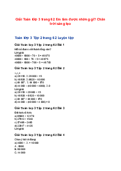 Giải Toán lớp 3 trang 62 Em làm được những gì? Chân trời sáng tạo