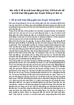 Văn mẫu 8 Kể lại một hoạt động xã hội | Viết bài văn kể lại một hoạt động giáo dục truyền thống và lịch sử