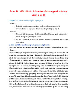 Soạn bài Viết bài văn biểu cảm về con người hoặc sự việc trang 98 | Ngữ văn 7 Tập 1 Kết nối tri thức
