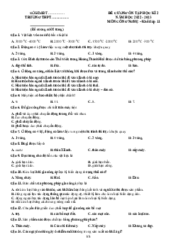 Đề cương ôn tập học kì 2 môn Công nghệ 11 năm 2022 - 2023