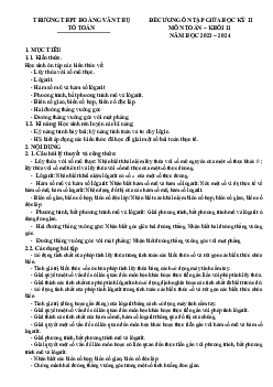 Đề cương giữa kỳ 2 Toán 11 năm 2023 – 2024 trường THPT Hoàng Văn Thụ – Hà Nội