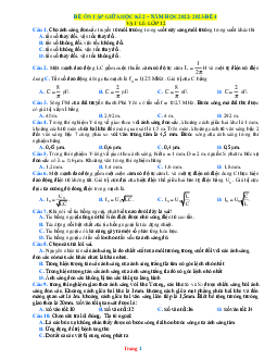 Đề Ôn Tập Giữa HK2 Lý 12 Năm 2022-2023 Có Đáp Án (Đề 4)