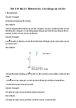 Giải Vật lí 10 Bài 21: Moment lực. Cân bằng của vật rắn | Kết Nối Tri Thức