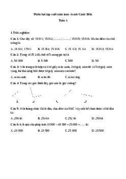 Phiếu bài tập cuối tuần lớp 4 môn Toán nâng cao Tuần 1 Cánh Diều