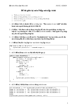 Đề thi Khoa học máy tính nhập môn lập trình | Đại học Xây dựng Hà Nội