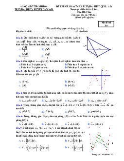 Đề thi KSCL Toán THPTQG 2019 lần 3 trường chuyên Lam Sơn – Thanh Hóa