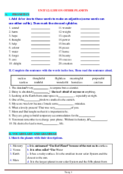 Bài tập Tiếng Anh 8 chương trình mới bài 12: Life On Other Planets có đáp án
