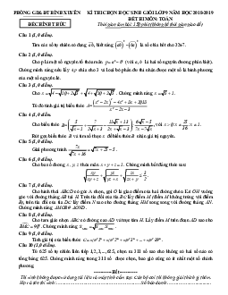 Đề thi học sinh giỏi Toán 9 năm 2018 – 2019 phòng GD&ĐT Bình Xuyên – Vĩnh Phúc