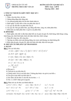 Hướng dẫn ôn tập HK1 Toán 8 năm 2022 – 2023 trường THCS Chu Văn An – Hà Nội