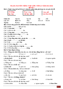 Đề thi Trạng nguyên Tiếng Việt lớp 2 năm 2023 - 2024 Vòng 1