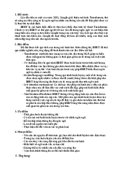 BERT - Summary Hệ Thống Tìm Tin | Hệ thông tìm tin | Đại học Khoa học Xã hội và Nhân văn, Đại học Quốc gia Thành phố HCM