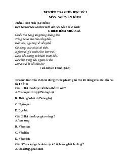 Đề thi giữa học kỳ 1 văn 8 Kết nối tri thức (có đáp án)