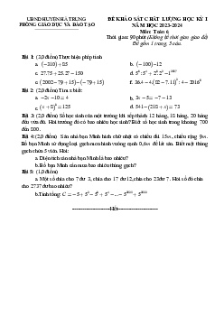 Đề học kỳ 1 Toán 6 năm 2023 – 2024 phòng GD&ĐT Hà Trung – Thanh Hóa