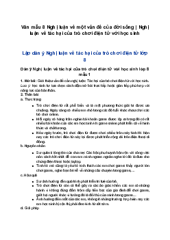 Văn mẫu 8 Nghị luận về một vấn đề của đời sống | Nghị luận về tác hại của trò chơi điện tử với học sinh