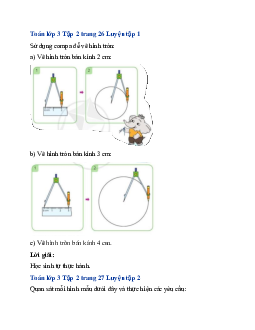 Giải SGK Toán lớp 3 trang 26, 27 Vẽ trang trí hình tròn | Cánh diều