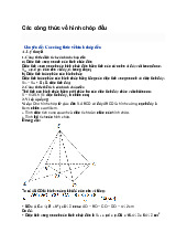 Các công thức về hình chóp đều - Toán 8