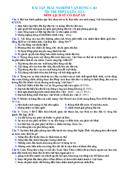 TOP 180 câu trắc nghiệm Lịch sử 12 vận dụng cao (có đáp án)