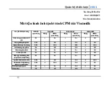 Ma trận hình ảnh cạnh tranh CPM của Vinamilk | Đại học Luật Thành phố Hồ Chí Minh