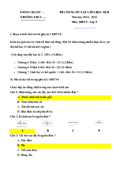 Đề cương ôn tập giữa học kì 2 môn Khoa học tự nhiên 8 sách Kết nối tri thức với cuộc sống