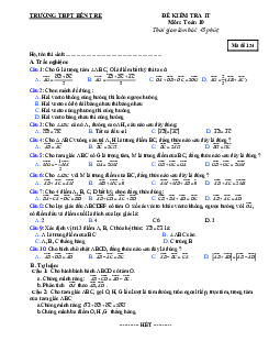 Đề kiểm tra Hình học 10 chương 1 (Vectơ) trường THPT Bến Tre – Vĩnh Phúc