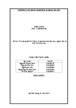 Tiểu luận tư tưởng Hồ Chí Minh về đại đoàn kết dân tộc, ý nghĩa đối với sinh viên hiện nay | Trường Cao Đẳng Công Nghệ Bách Khoa Hà Nội