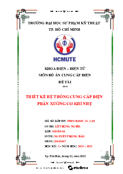 Đồ án Thiết kế hệ thống cung cấp điện phân xưởng cơ khí nhẹ