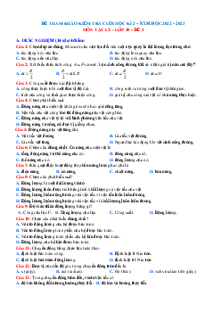 Bộ đề ôn tập kiểm tra học kỳ 2 Vật lý 10 Kết nối tri thức