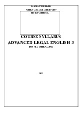 Course Syllabus Advanced Legal English 3 môn Tiếng Anh pháp lí | Trường Đại học Luật Hà Nội