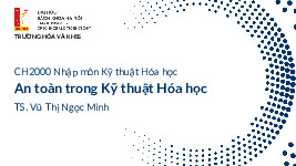 Bài giảng về An toàn trong Kỹ thuật Hóa học | Đại học Bách Khoa Hà Nội