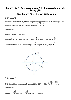Giải Toán 11 Bài 1: Góc lượng giác. Giá trị lượng giác của góc lượng giác | Cánh diều