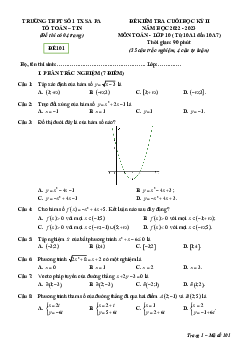 Đề cuối kỳ 2 Toán 10 năm 2022 – 2023 trường THPT số 1 TX Sa Pa – Lào Cai